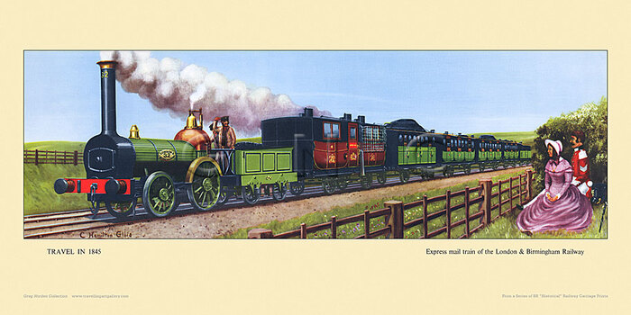 1845 Express mail train of London & Birmingham Railway by Cuthbert Hamilton-Ellis