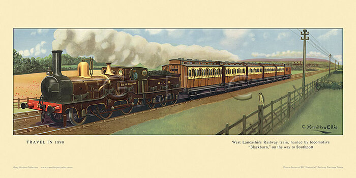 1890 West Lancashire Rly train on the way to Southport by Cuthbert Hamilton-Ellis