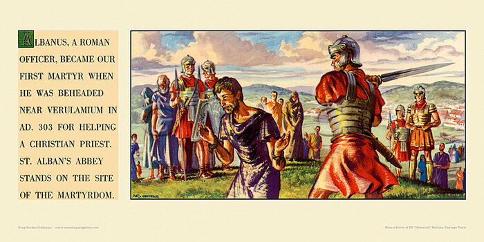 Albanus, Roman officer, first martyr, St Albans, AD 303. by Albert Richard Whitear