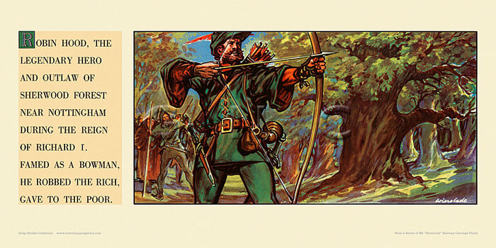 Robin Hood, legendary hero, Sherwood Forest, Notts.  by Harry Redvers Winslade