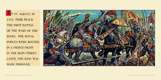 At St Albans in 1455 was the first battle of Wars of Roses. by Harry Redvers Winslade