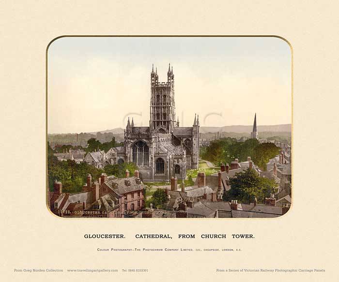 Gloucester, Cathedral, Fm Church Tower  - Photochrom (various railways)