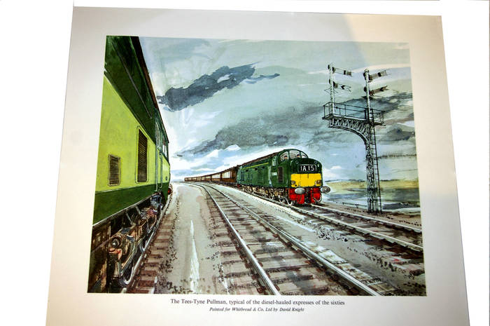 Tees-Tyne Pullman, diesel express 1960s. Orig Whitbread Print by David Knight