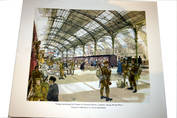 Troops for France, Victoria Station, World War 1. Whitbread print, David Knight