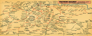 Southern Railway London Suburban Map 1929 - Southern Railway