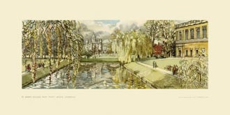 Cambridge, St Johns College from Trinity Bridge by Raymond Teague Cowern