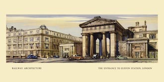 London, Entrance to Euston Station by Claude Buckle