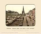 Edinburgh, Princess St. Castle & Scott Monument - Photochrom (various railways)