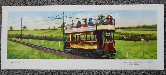 Original Carriage Print TRAVEL IN 1915 TRAM BURTON & ASBY RLY Hamilton Ellis