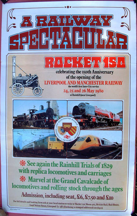 150TH ANNIVERSARY OF LIVERPOOL & MANCHESTER RAILWAY. Original Historic BR Poster