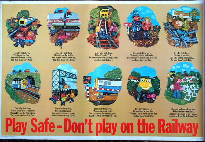 ORIGINAL BR ART POSTER DONT PLAY ON THE RAILWAY 10 BOYS