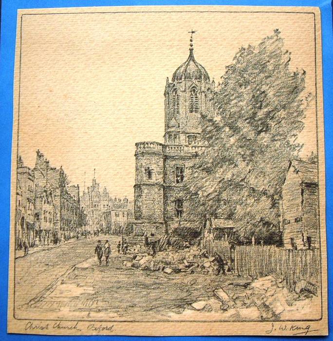 OXFORD, CHRISTCHURCH. Pencil Drawing by J W King