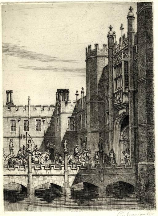 HAMPTON COURT PALACE (16thC) ORIGINAL ETCHING by CYRIL H BARRAUD