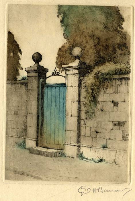 ARCHITECTURAL GATEWAY. ORIGINAL ETCHING by CYRIL H BARRAUD