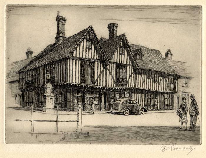 LLOYDS BANK - LOCATION UNKNOWN 1930s? ORIGINAL ETCHING by CYRIL H BARRAUD