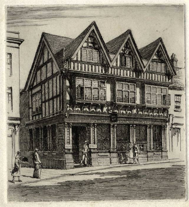 LLOYDS BANK - LOCATION UNKNOWN. ORIGINAL ETCHING by CYRIL H BARRAUD