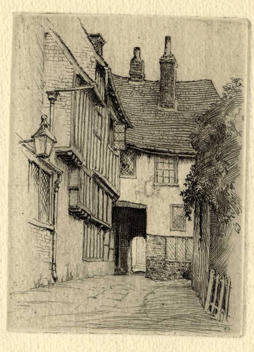 MERMAID INN, RYE, KENT. ORIGINAL ETCHING by CYRIL H BARRAUD