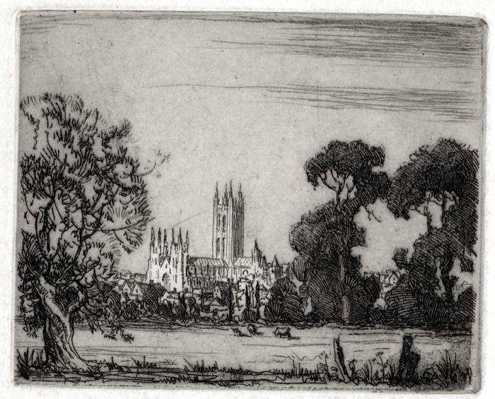 CANTERBURY, KENT. ORIGINAL ETCHING by CYRIL H BARRAUD