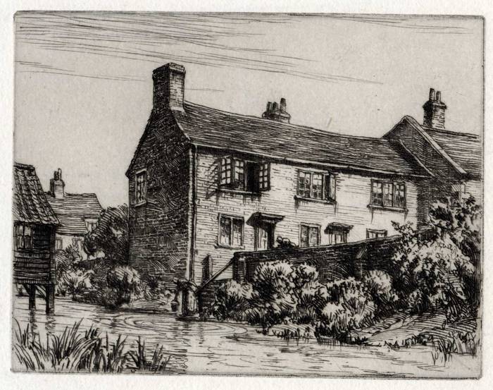 NAISH'S YARD TROWBRIDGE, PITMANS BIRTHPLACE. ORIGINAL ETCHING by CYRIL H BARRAUD