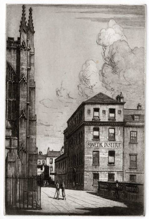 PITMAN PHONETIC INSTITUTE, BATH. ORIGINAL ETCHING by CYRIL H BARRAUD