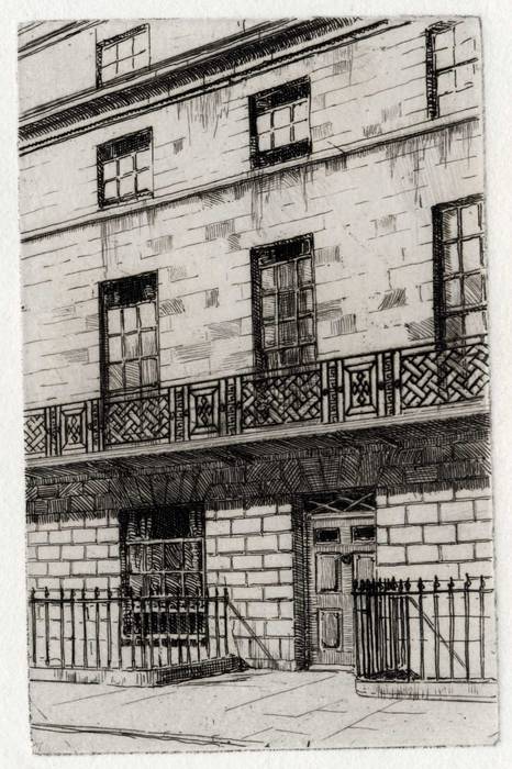 5 NELSON PLACE, BATH- PITMANS 1ST INSTITUTE. ORIGINAL ETCHING by CYRIL H BARRAUD