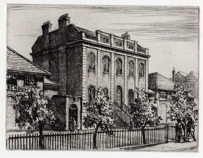 BOROUGH ROAD TRAINING COLLEGE, LONDON. ORIGINAL ETCHING by CYRIL H BARRAUD