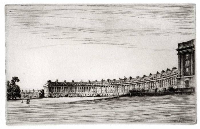 ROYAL CRESCENT, BATH. ORIGINAL ETCHING by CYRIL H BARRAUD