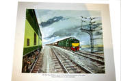 Tees-Tyne Pullman, diesel express 1960s. Orig Whitbread Print by David Knight