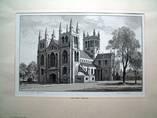 SELBY ABBEY, YORKSHIRE, Original mounted print by Leonard Squirrell