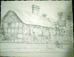 TIMBERED COTTAGE Original fine pencil drawing by R H Eason for illustration