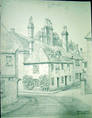 WATTLE COTTAGE. Original fine pencil drawing by R H Eason for illustration 1945