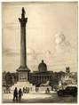 NELSONS COLUMN & NATIONAL GALLERY. ORIGINAL ETCHING  by CYRIL H BARRAUD