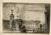 BUCKINGHAM PALACE, LONDON. ORIGINAL ETCHING  by CYRIL H BARRAUD