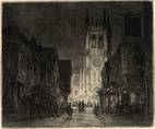 CHRISTMAS MARKET, LONDON. ORIGINAL ETCHING  by CYRIL H BARRAUD