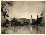 BUCKINGHAM PALACE, LONDON. ORIGINAL ETCHING  by CYRIL H BARRAUD