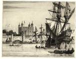 TOWER OF LONDON (16thC)  ORIGINAL ETCHING by CYRIL H BARRAUD