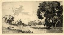 NEAR COGGESHALL. ORIGINAL ETCHING by CYRIL H BARRAUD