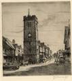 ST ALBANS, MEDIEVAL CLOCK TOWER. ORIGINAL ETCHING by CYRIL H BARRAUD