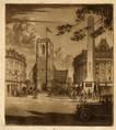 LONDON CHURCH & MEMORIAL - SEPIA. ORIGINAL ETCHING by CYRIL H BARRAUD