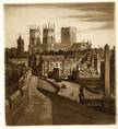 YORK. ORIGINAL SEPIA ETCHING by CYRIL H BARRAUD