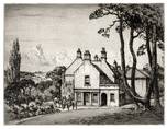 THE FOLLY. A PITMAN RESIDENCE? ORIGINAL ETCHING by CYRIL H BARRAUD